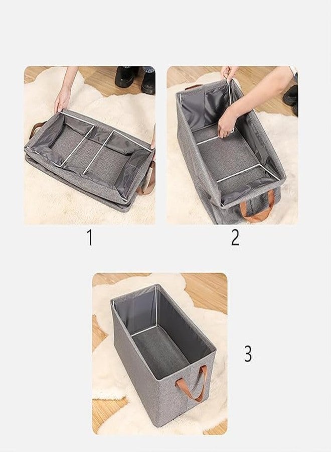KERFORA Foldable Cloth Storage Basket | Multi-Functional Wardrobe Clothes Organizer | Collapsible Closet Clothing Basket with Handles | 26L Storage Basket with Stainless Steel Frame - Rectangular (1) - Image 3