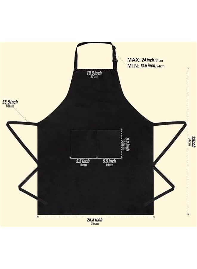 HOOKOR 4 Packs Chef Apron, Black Waterproof Apron, Adjustable Apron with 2 Pockets for Men Women, Professional Apron for Kitchen Cooking Gardening Painting Baking Restaurant - Image 2