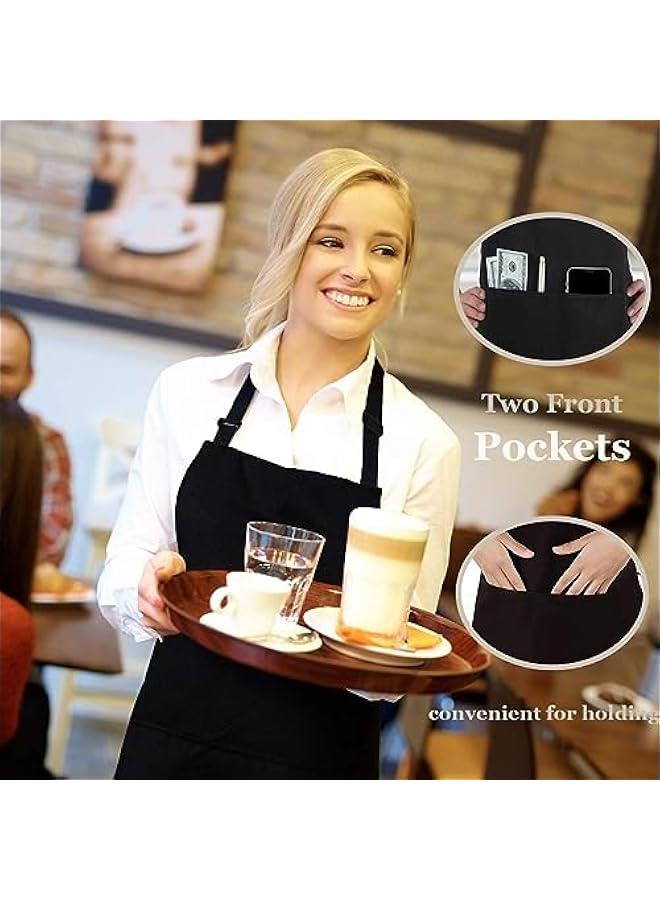 HOOKOR 4 Packs Chef Apron, Black Waterproof Apron, Adjustable Apron with 2 Pockets for Men Women, Professional Apron for Kitchen Cooking Gardening Painting Baking Restaurant - Image 3