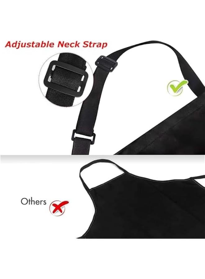 HOOKOR 4 Packs Chef Apron, Black Waterproof Apron, Adjustable Apron with 2 Pockets for Men Women, Professional Apron for Kitchen Cooking Gardening Painting Baking Restaurant - Image 4