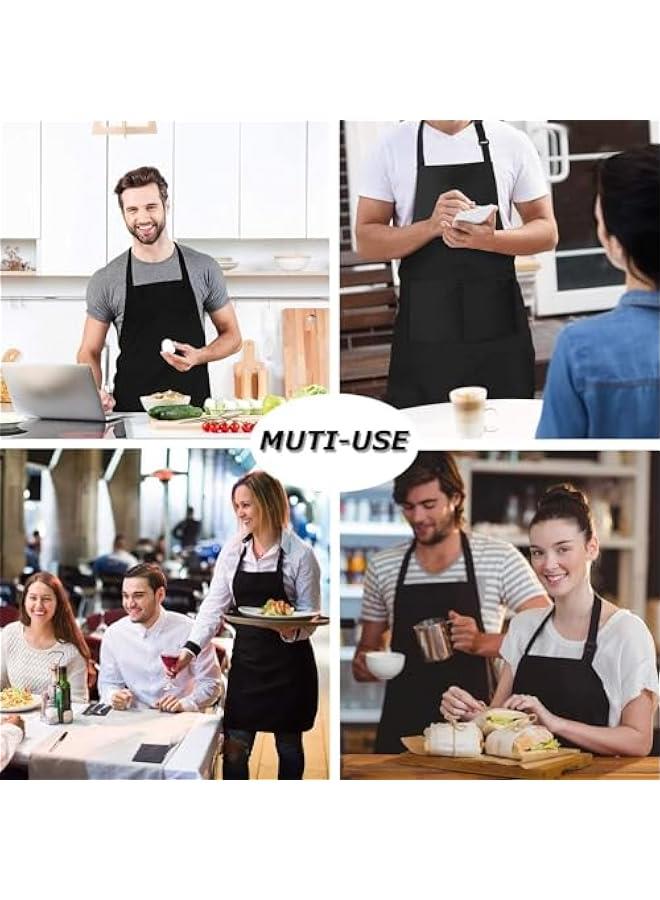 HOOKOR 4 Packs Chef Apron, Black Waterproof Apron, Adjustable Apron with 2 Pockets for Men Women, Professional Apron for Kitchen Cooking Gardening Painting Baking Restaurant - Image 5