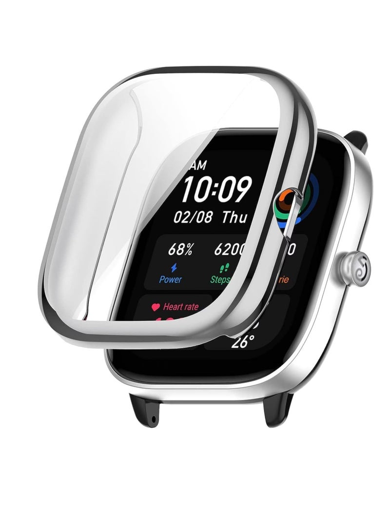 Case Compatible with Amazfit GTS 4 Mini (Not for GTS 4), Soft TPU Slim Shock Absorption Protective Case Cover (Silver) - Image 1