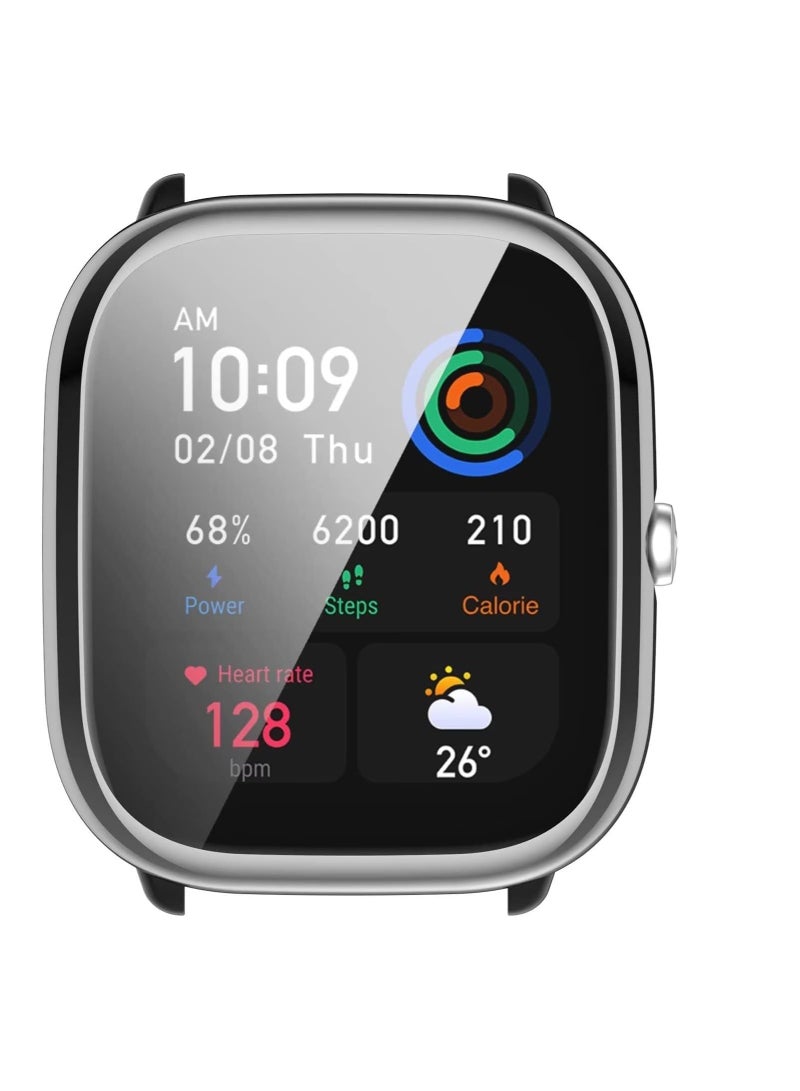 Case Compatible with Amazfit GTS 4 Mini (Not for GTS 4), Soft TPU Slim Shock Absorption Protective Case Cover (Silver) - Image 3