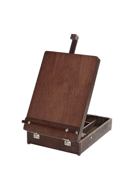KINGART 702 Adjustable Wood Table Sketchbox Easel Premium Beechwood Espresso Stain  Portable Artist Desktop Storage Case Hold All Supplies
