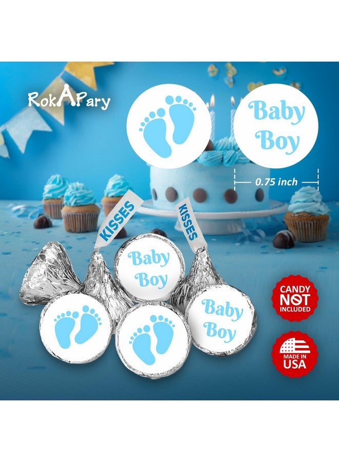 RokAPary 324 Baby Boy Blue Footprints Kisses Labels for Baby Shower Or Baby Sprinkle Party Or Event Decorations, Stickers, Wrappers, Favors. Made in USA - Image 5