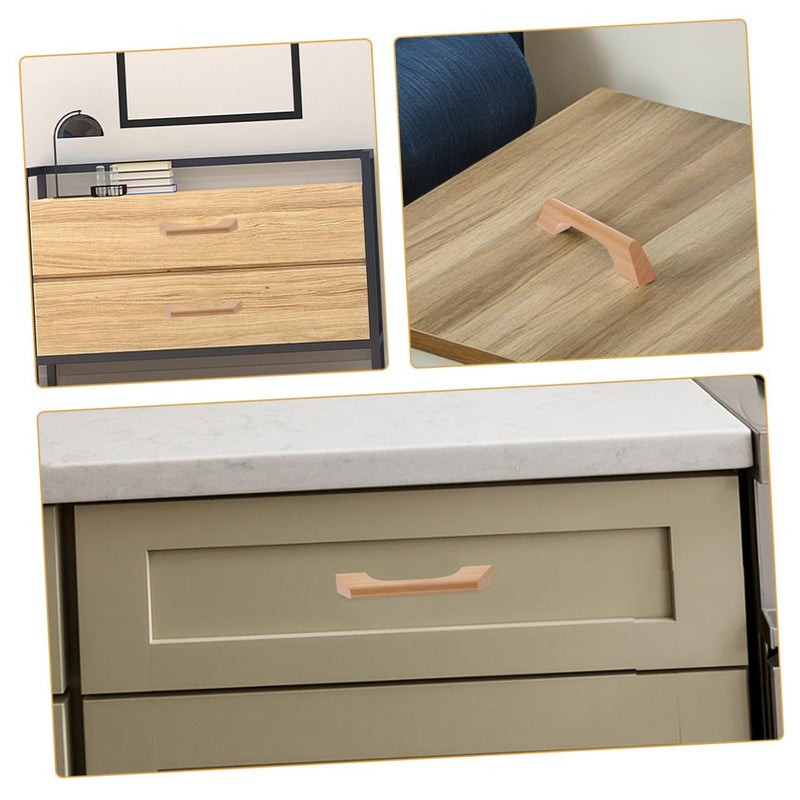 Modern Minimalist Wooden Cabinet Drawers Pulls Handles 6pcs Solid Oak - Image 4