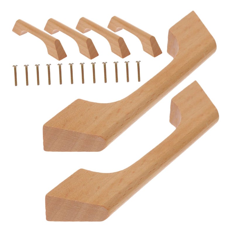 Modern Minimalist Wooden Cabinet Drawers Pulls Handles 6pcs Solid Oak - Image 2