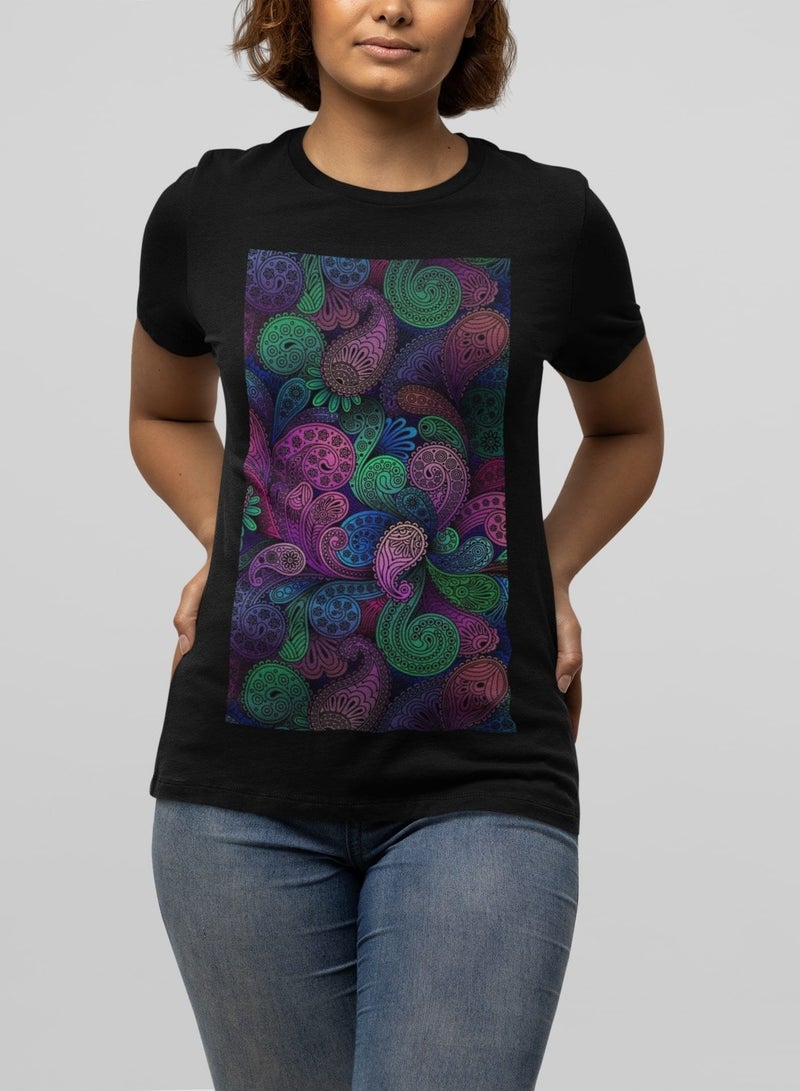 MERCH Indian Paisley Patterns Cotton Printed T-Shirt - Image 1