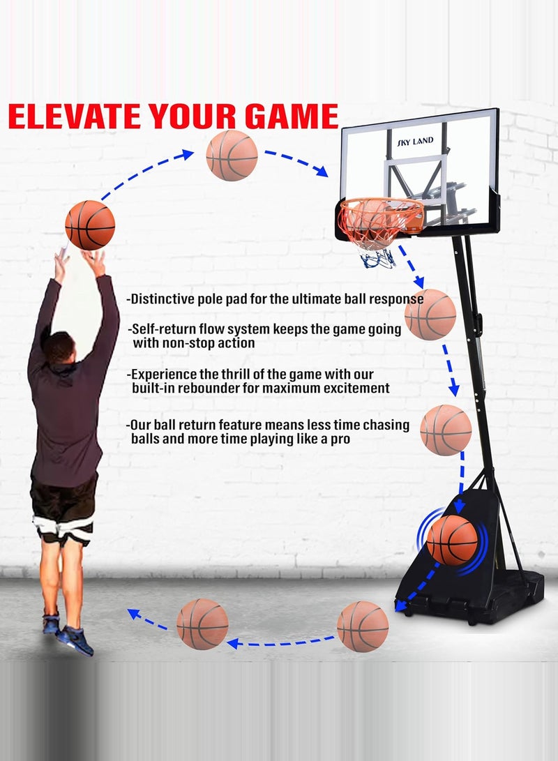 SkyLand SKY LAND Adjustable Basketball Hoop, 44" Backboard for Adults & Kids, Indoor/Outdoor Basketball Goal, Height Adjustable 5-10 FT & 8-10 FT, Portable Sports Stand for Home, Park & Courts - Image 4