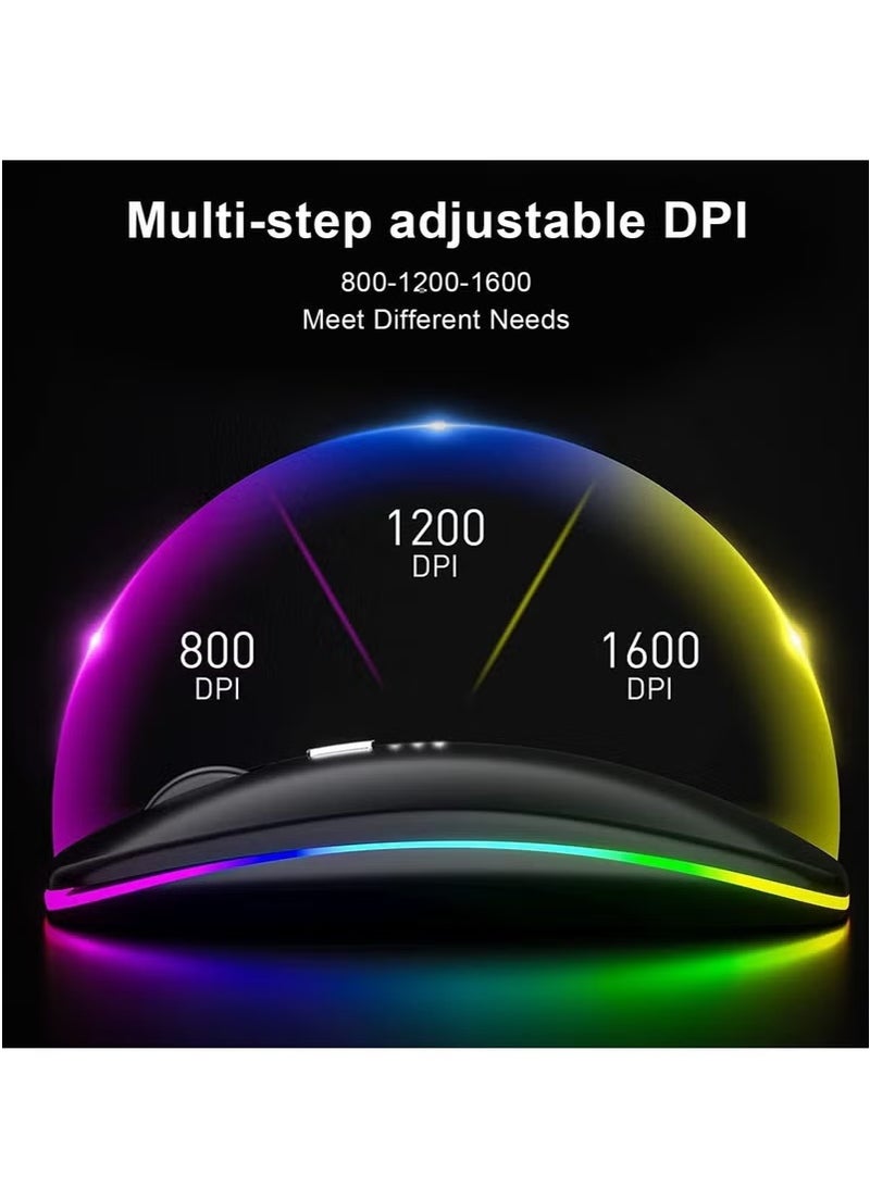 LED RGB Wireless Bluetooth Mouse, Bluetooth 5.1 + USB, 2.4GHz Rechargeable Silent Bluetooth Wireless Mouse, Computer Mice with USB Receiver  - Image 5