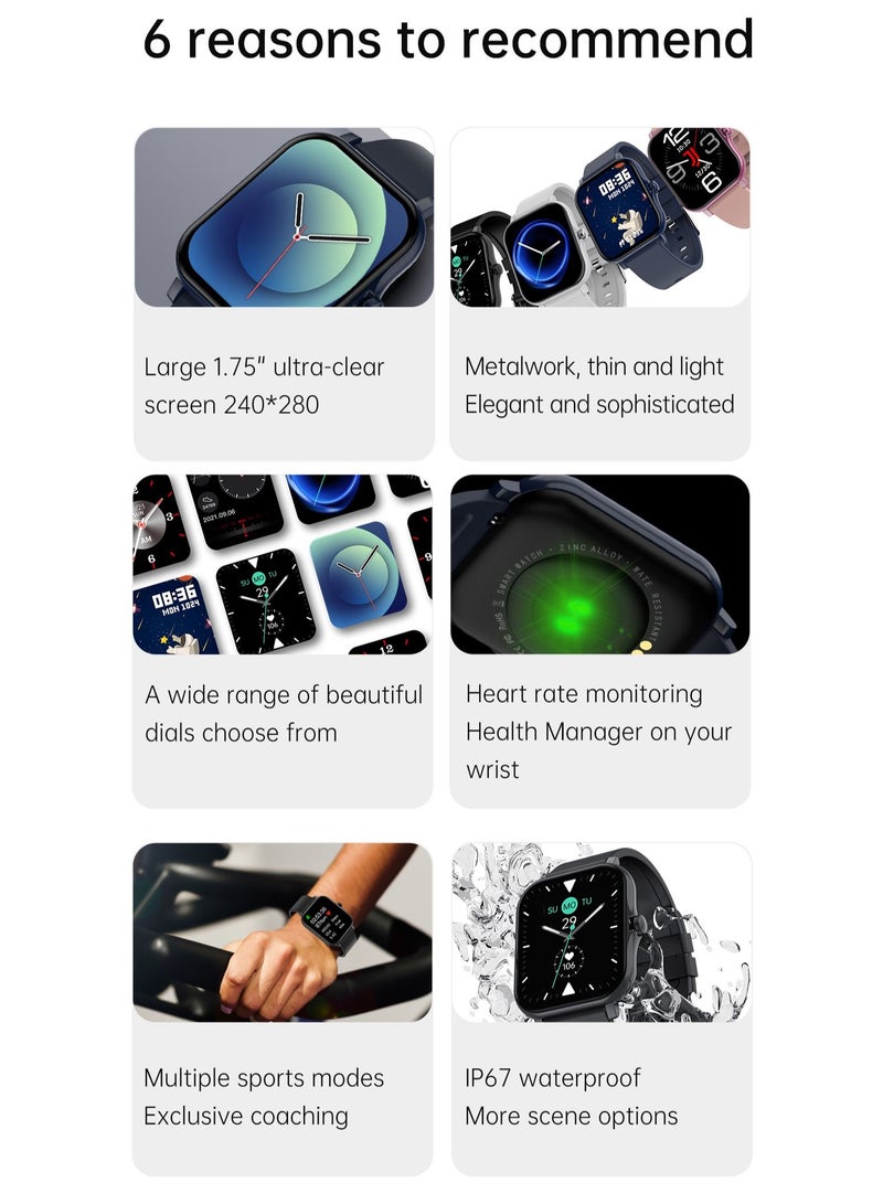 NIBEMINENT Smartwatch H30 With Health Fitness Tracker And Heart Rate Monitor Black - Image 4