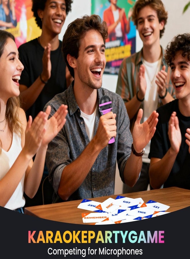 ATG Grab The Mic - Microphone Game，2-10 Person Karaoke Music Card Game, 8+ Ages，Suitable for Singers with Poor Singing Skills, Includes 250 Song Lyrics, IPerfect for Game Nights and Holidays - Image 5