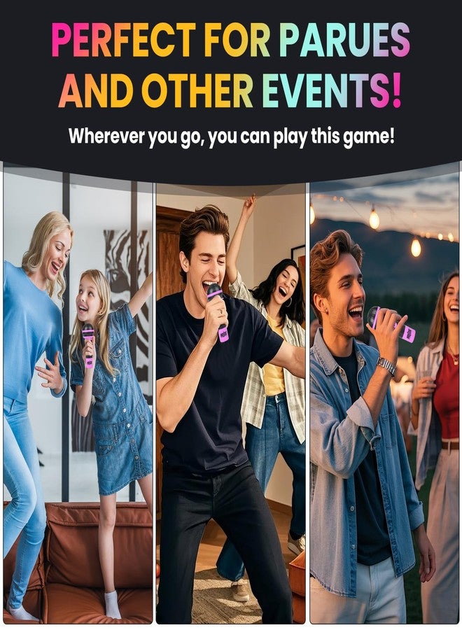 ATG Grab The Mic - Microphone Game，2-10 Person Karaoke Music Card Game, 8+ Ages，Suitable for Singers with Poor Singing Skills, Includes 250 Song Lyrics, IPerfect for Game Nights and Holidays - Image 3