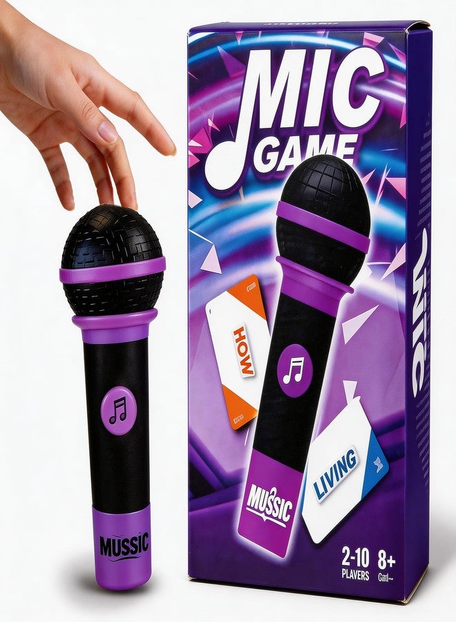ATG Grab The Mic - Microphone Game，2-10 Person Karaoke Music Card Game, 8+ Ages，Suitable for Singers with Poor Singing Skills, Includes 250 Song Lyrics, IPerfect for Game Nights and Holidays - Image 1