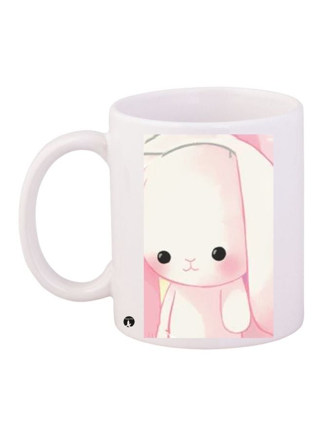 Cartoon Printed Coffee Mug White/Pink/Black 11ounce