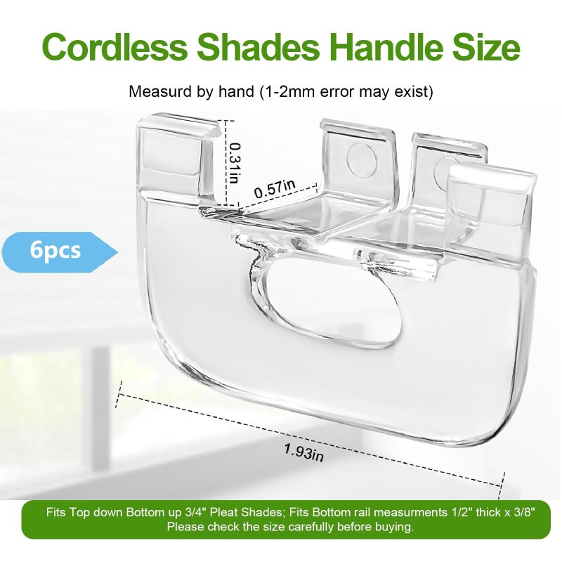IFERLA 6 Pack Graber Bali Springs Cordless Honeycomb Shade Lift Handles(Made After 2015) - Cordless Shade Handle Bali Blinds Replacement Parts for Top Down Bottom up 3/4" Pleat Mini Blinds Cellular Shades - Image 3