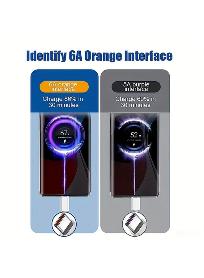 78 بوصة 74 كابل شحن سريع من النوع C إلى A 6A شاحن فلاش بقوة 66 واط للهواتف وأجهزة الكمبيوتر المحمولة - Image 5