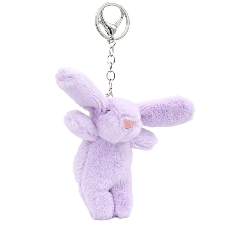 Miokkley Cute Bunny Plush Keychain for Backpack, 3.5" Inch Mini Rabbit Keychain Purse Charm Pendant Gift for Women (Purple) - Image 1