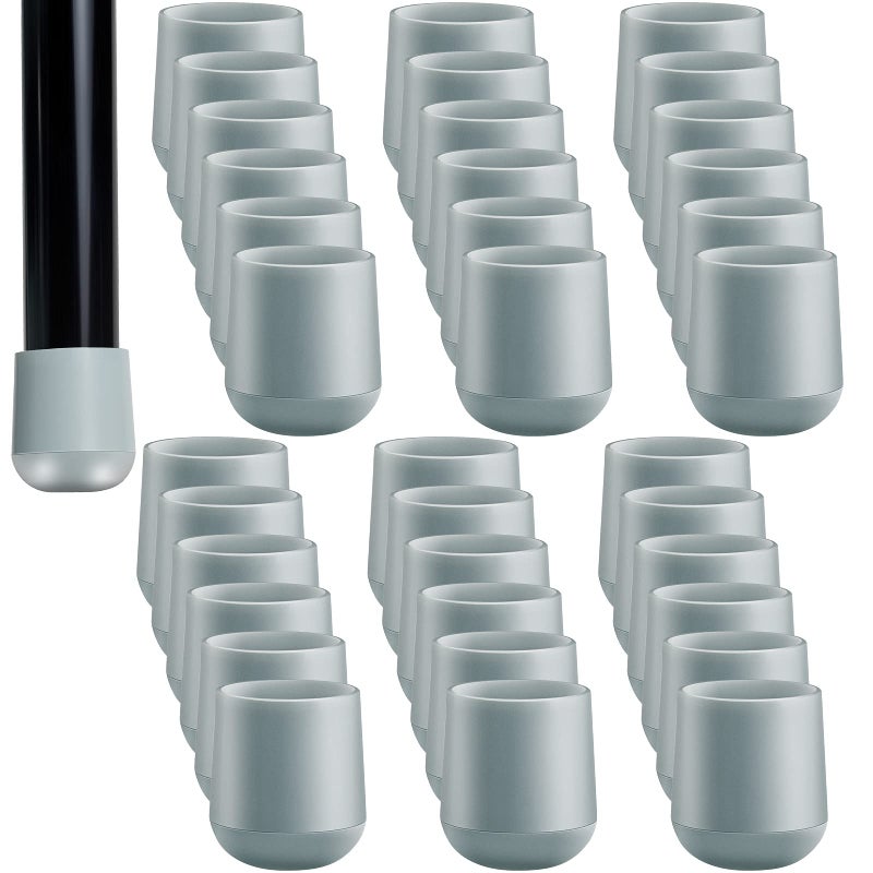 Jetec غطاء أرجل الكراسي القابلة للطي من جيتيك 36 قطعة بقطر 78 بوصة، أغطية أرجل كراسي بلاستيكية ثقيلة، أغطية نهاية الكراسي غير مدمرة، زلاجات أثاث دائرية لحماية الأرضيات الخشبية، رمادي