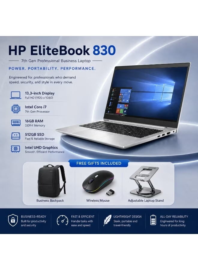 Business Laptop with Intel Core i5 Processor, 8GB RAM, 256GB SSD, 2GB Dedicated Graphics, High Performance for Office Work, Study and Everyday Productivity with Free Laptop Bag, Mouse and Laptop Stand - Image 1