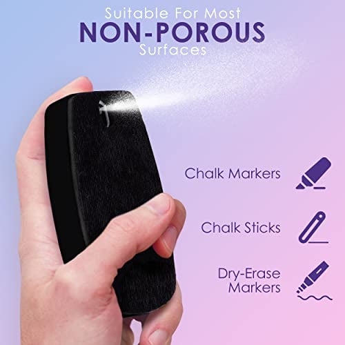 Loddie Doddie 2-in-1 Magnetic Whiteboard Eraser & Dry Erase Board Cleaner Spray - Black Ergonomic Design & Magnetic Microfiber Cloth - Non-Toxic Low-Odor Formula - Use with Dry Erase Markers - Image 5