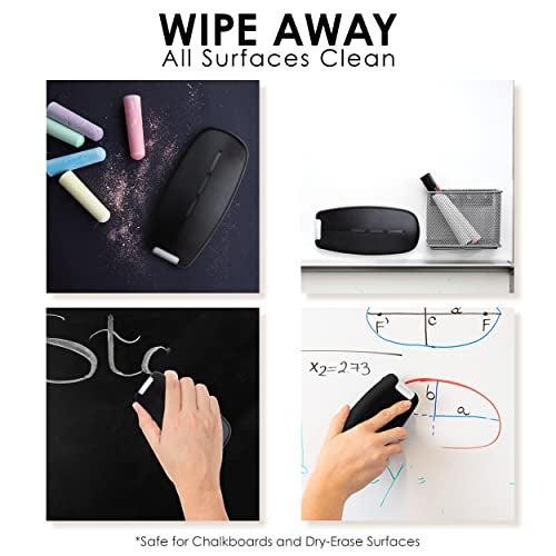 Loddie Doddie 2-in-1 Magnetic Whiteboard Eraser & Dry Erase Board Cleaner Spray - Black Ergonomic Design & Magnetic Microfiber Cloth - Non-Toxic Low-Odor Formula - Use with Dry Erase Markers - Image 2