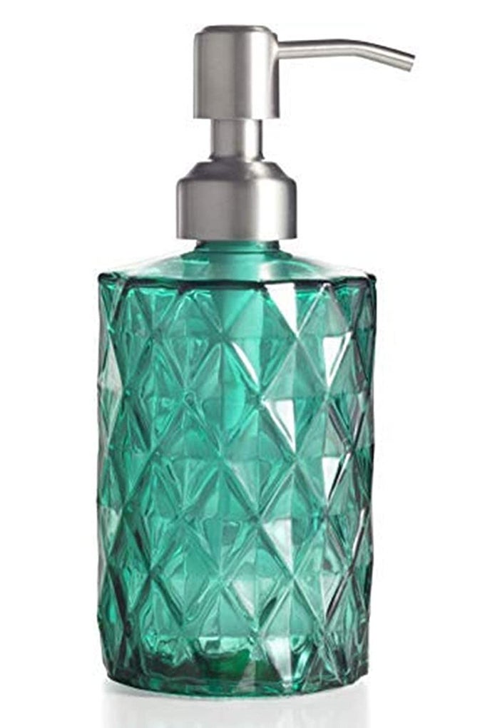 GLASS SOAP DISPENSER WITH SILVER PUMP SOAP DISPENSER FOR BATHROOM WASH BASIN SHAMPOO KITCHEN LIQUID HANDWASH SOAP DISPENSER BOTTLE WITH PUMP PACK OF 1