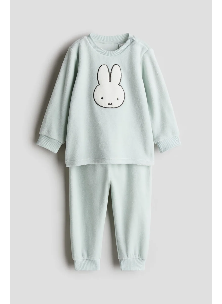 H&M Patterned Velour Pyjamas