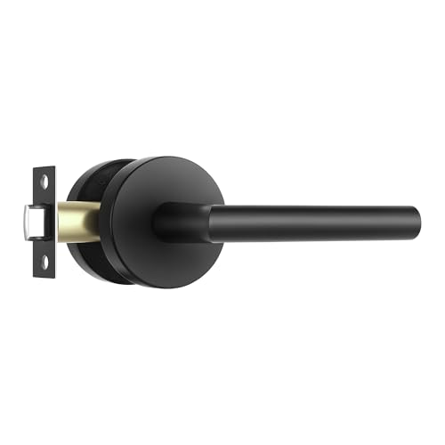 Leydebong 1 Pack Matte Black Door Handles Interior Passage Door Knob Lever Interior Door Handles Matte Black for Closet Nonlockable Hallway Closet Door Handle - Image 1