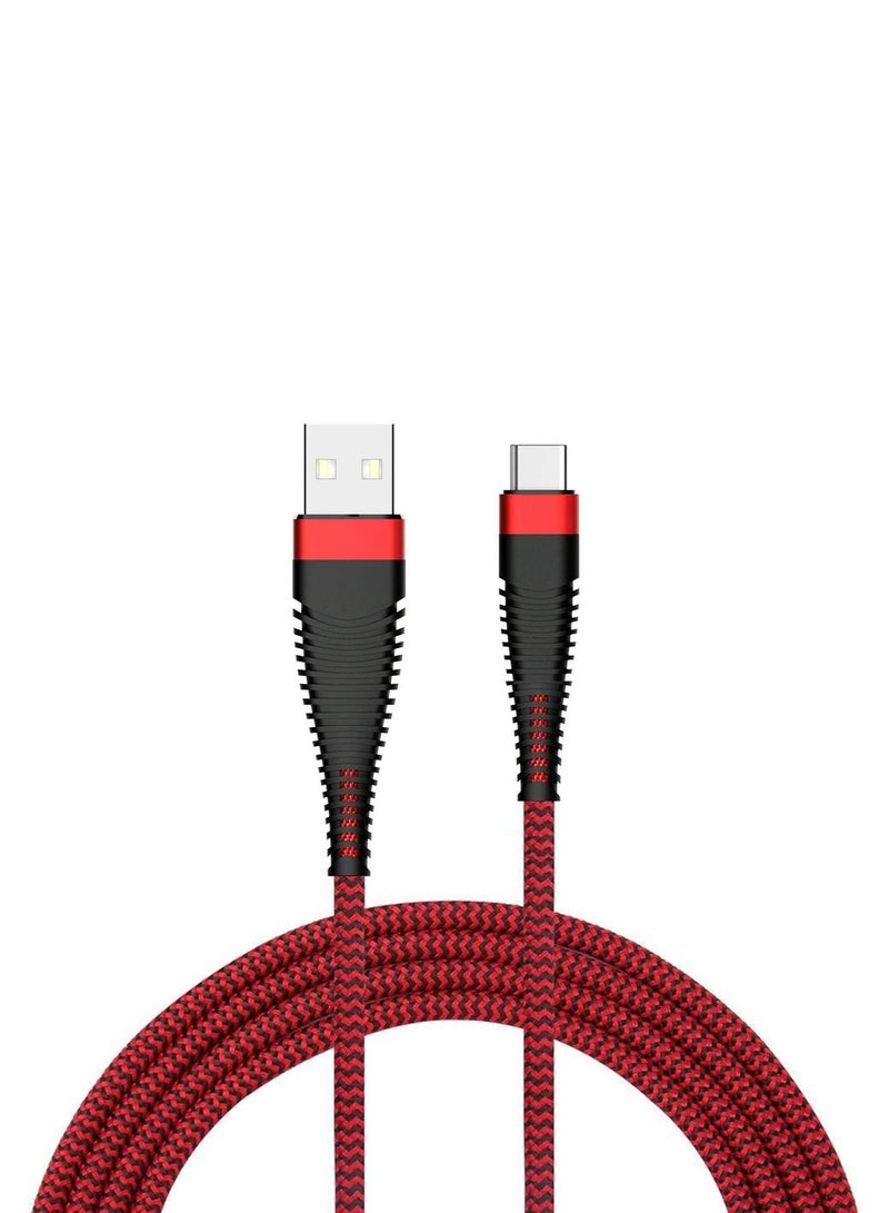 سمارت لينك كابل USB C إلى USB للشحن السرتوايع، بطول 1.2 متر ، اللون الأحمر، متين ومضفر، مفق مع Power Delivery - Image 2