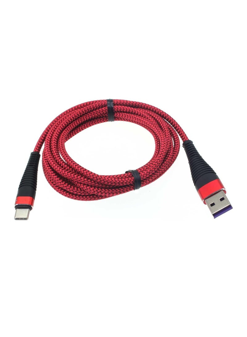 سمارت لينك كابل USB C إلى USB للشحن السرتوايع، بطول 1.2 متر ، اللون الأحمر، متين ومضفر، مفق مع Power Delivery - Image 1