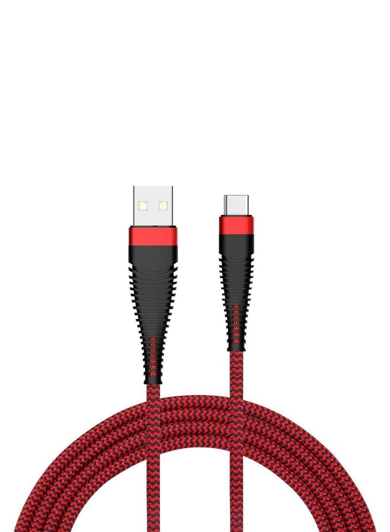 سمارت لينك كيبل USB-A إلى USB-C للشحن السريع ونقل البيانات، 1.2 متر، أحمر، مجدول نايلون متين، متوافق مع PD - Image 4