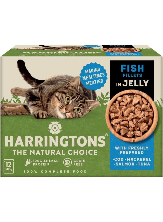 Harringtons Fish in Jelly Wet Cat Food 12x85g - Image 1