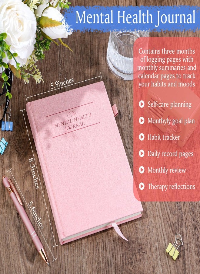 Dunzoom Pink Mental Health Journal with Retractable Pen 91 Days Self Care Journal for Women A5 Size Anxiety Guided Notebook Daily Wellness Mood Tracker Self Care Planner - Image 2