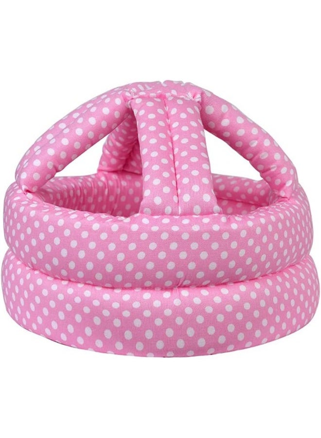 TORASO Baby Safety Helmet, Baby Infant Head Protector for Crawling, Head Cushion Bumper Bonnet, Soft Headguard for Toddler Learning to Walk, Pink Dots - Image 1