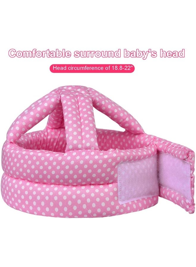 TORASO Baby Safety Helmet, Baby Infant Head Protector for Crawling, Head Cushion Bumper Bonnet, Soft Headguard for Toddler Learning to Walk, Pink Dots - Image 2