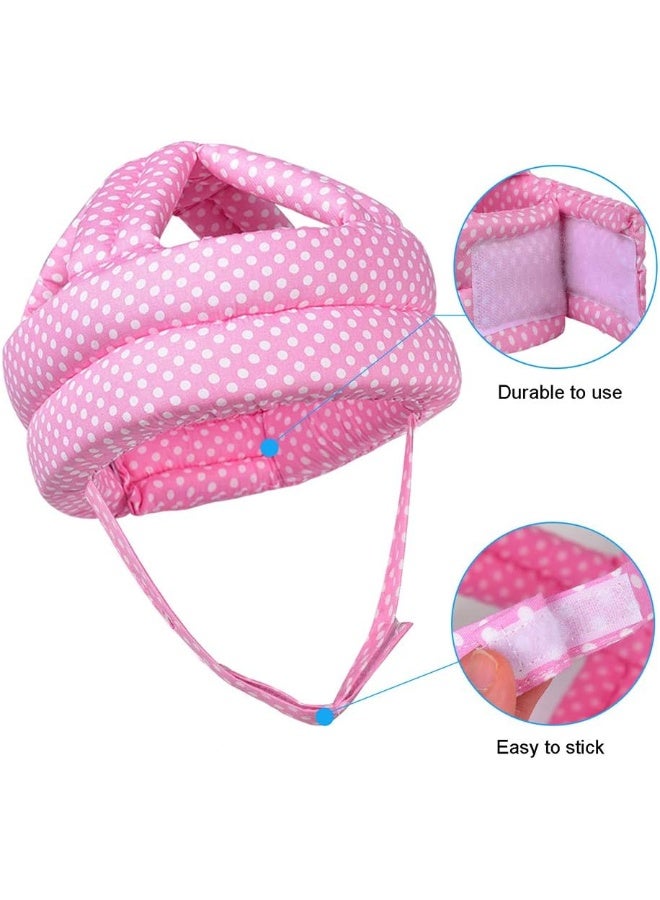 TORASO Baby Safety Helmet, Baby Infant Head Protector for Crawling, Head Cushion Bumper Bonnet, Soft Headguard for Toddler Learning to Walk, Pink Dots - Image 3