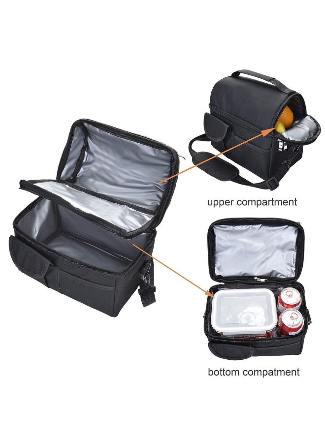 Insulated Black Lunch Bag with Large Capacity, Made of Oxford Material, 26x16x24cm, Keeps Warm - Image 2