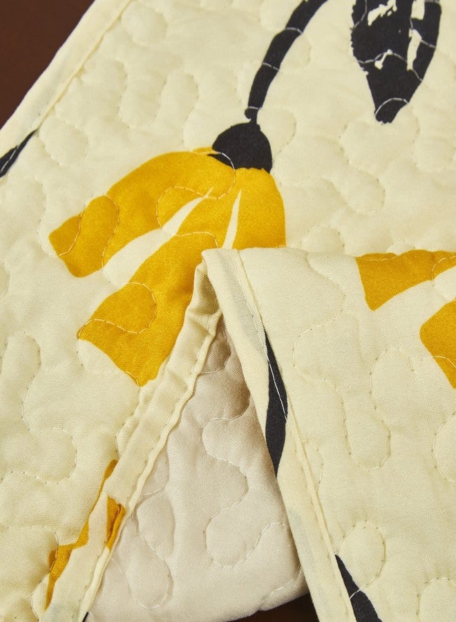 DaDa Bedding Botanical Floral Dining Table Placemats - Set of 4-Pieces Quilted Ivory with Yellow Fleur Golden Orange Fall Decor Time Tulips - 13 x 19 - Image 5