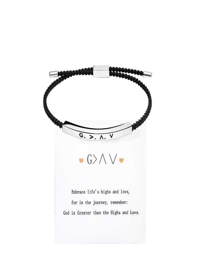 Pingyongchang God Highs and Lows Inspirational Bracelets for Women Christian Faith Bracelets Handmade Letter Braided Stainless Steel Tube Bangles Christmas Birthday Gifts-Black Silver - Image 1