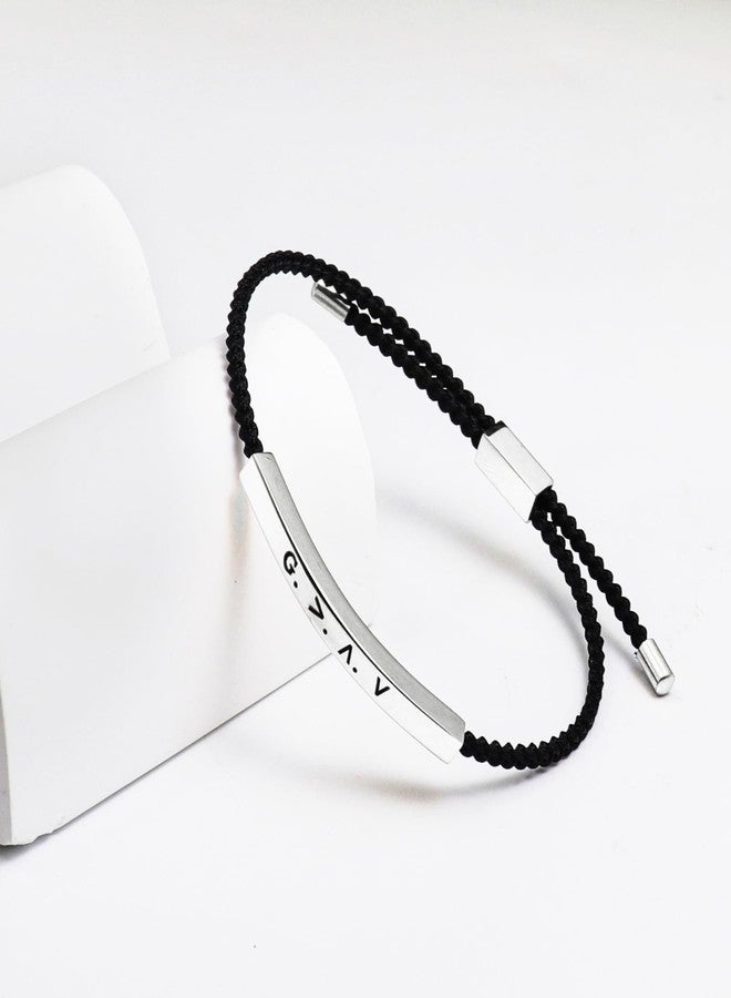 Pingyongchang God Highs and Lows Inspirational Bracelets for Women Christian Faith Bracelets Handmade Letter Braided Stainless Steel Tube Bangles Christmas Birthday Gifts-Black Silver - Image 2