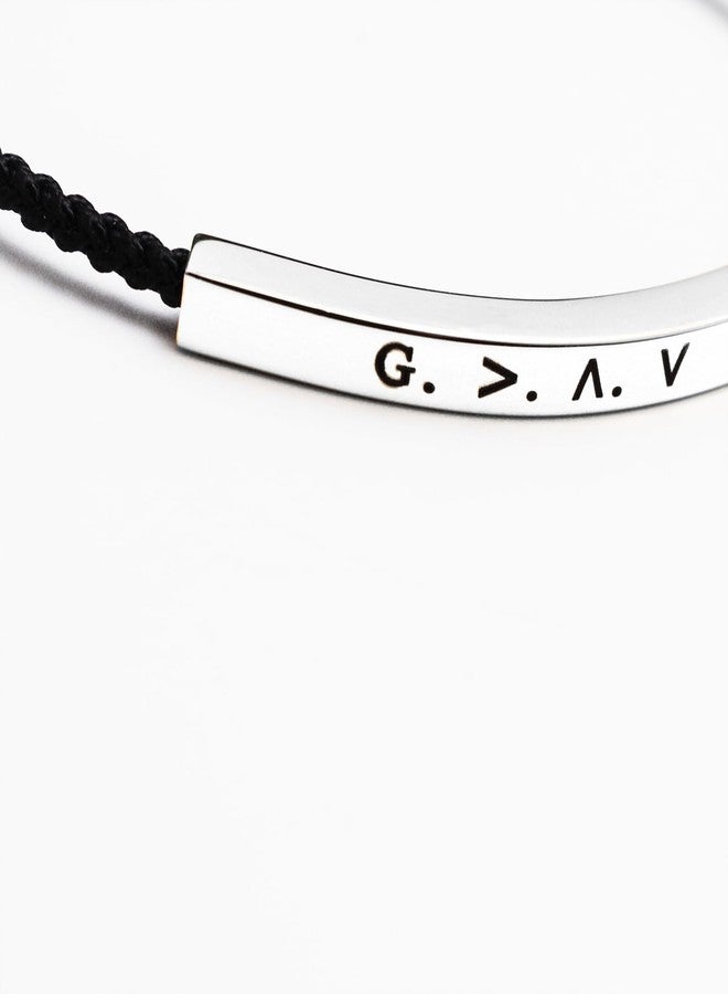 Pingyongchang God Highs and Lows Inspirational Bracelets for Women Christian Faith Bracelets Handmade Letter Braided Stainless Steel Tube Bangles Christmas Birthday Gifts-Black Silver - Image 3