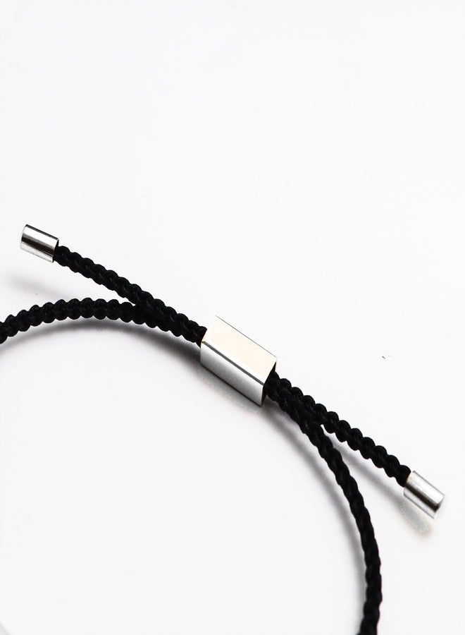 Pingyongchang God Highs and Lows Inspirational Bracelets for Women Christian Faith Bracelets Handmade Letter Braided Stainless Steel Tube Bangles Christmas Birthday Gifts-Black Silver - Image 4