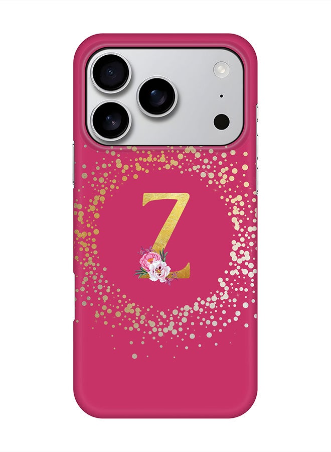 Stylizedd For iPhone 17 Pro,Case, [Compatible with MagSafe] Magnetic cover Slim fit Protection Matte, - Custom Monogram Floral - Z ( Deep Pink )