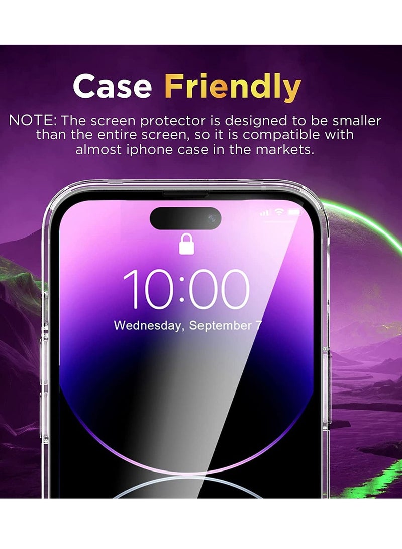 BORTONY Tempered Glass Screen Protector (14 Pro Max) Film Full Coverage Edge to Edge Case Friendly 9D Screen Protector For Apple iPhone 14 Pro Max 6.7'' Clear/BLACK - Image 5