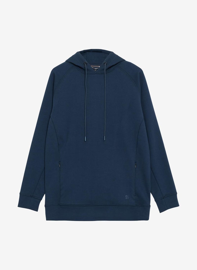 French Connection Men's Navy Rayon Wren Cupro Hoodie - Image 3