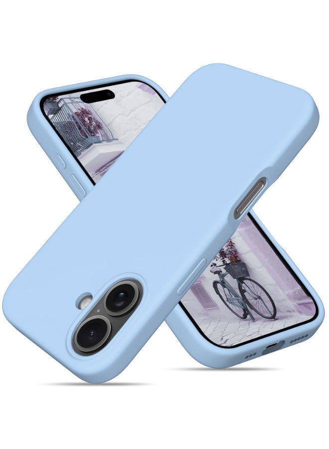 جراب متوافق مع iPhone 16 مقاس 6.1 بوصة، جراب هاتف نحيف من السيليكون السائل مكون من 4 طبقات من المطاط الناعم المقاوم للصدمات مع بطانة من الألياف الدقيقة المضادة للخدش (أزرق فاتح) - Image 1