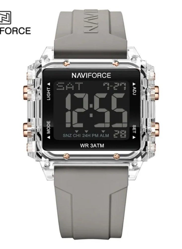 NAVIFORCE 7101 Sport watches with Date LCD Digital Display wristwatch Silica band watch for Women