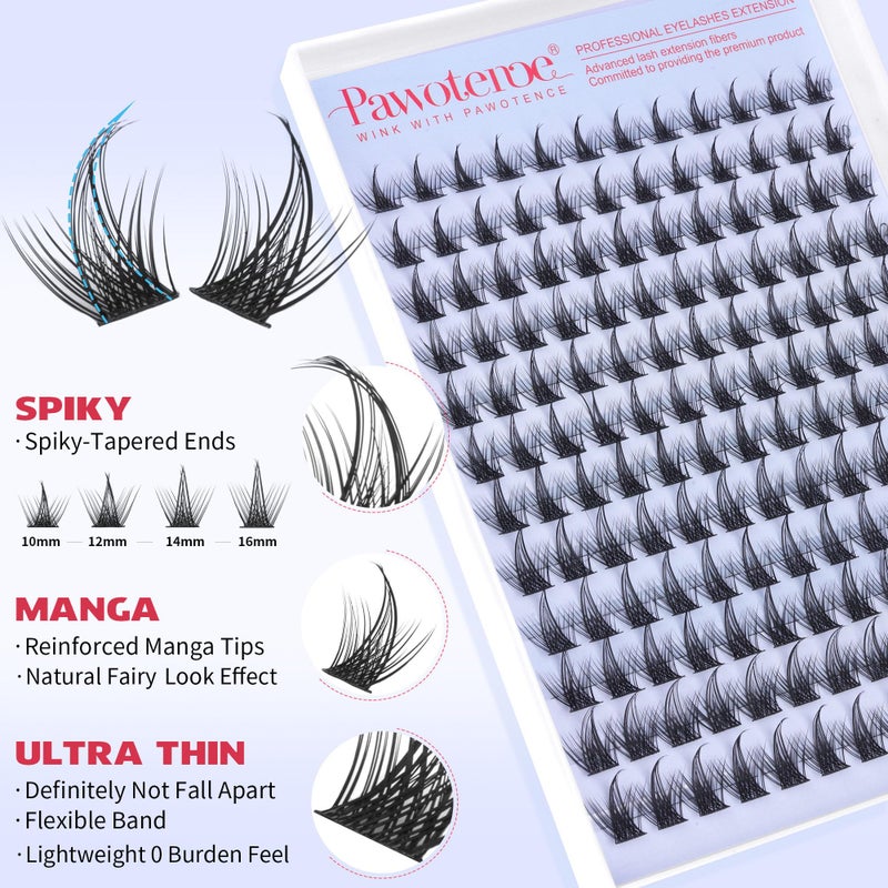 Pawotence Fairy Lash Clusters Natural Eyelash Clusters 10-16mm Manga Lashes Cluster Eyelash Extensions 144pcs Anime Individual Cluster Lashes Wispy for DIY Lash Extension - Image 4