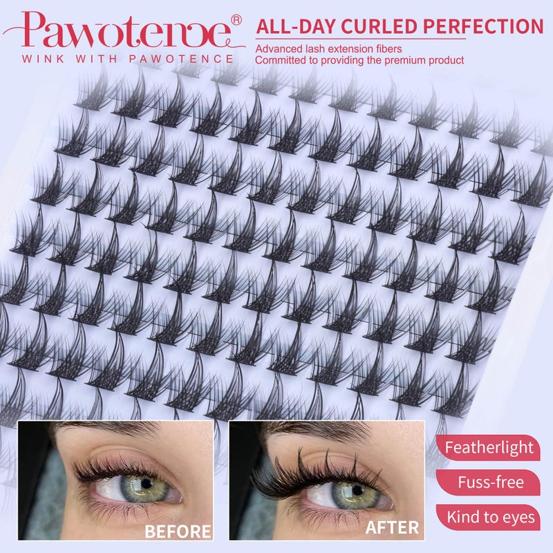 Pawotence Fairy Lash Clusters Natural Eyelash Clusters 10-16mm Manga Lashes Cluster Eyelash Extensions 144pcs Anime Individual Cluster Lashes Wispy for DIY Lash Extension - Image 5